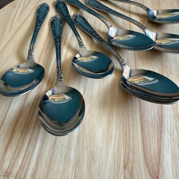 7 Vintage Amefa Holland AFS1 Stainless Flatware Serving Spoon 8 in Satin - Picture 4 of 11